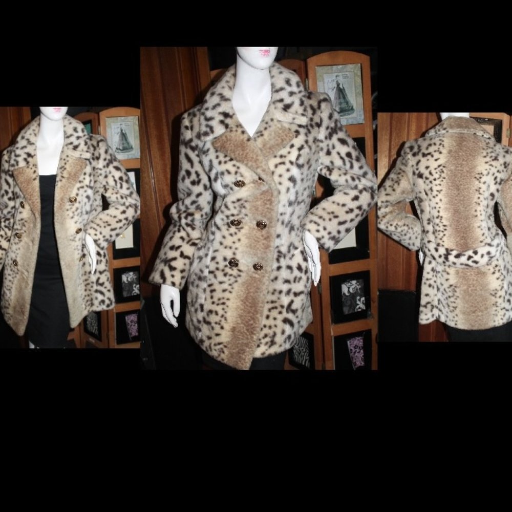 MINT Vintage Vixen Commuter Leopard Print Faux Fur Jacket Coat - Picture 2 of 10